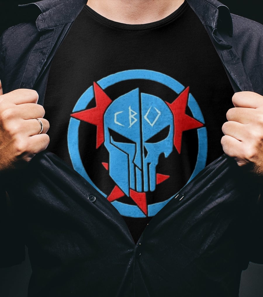 CBO Spartan Punisher Skull Red Star Blue Circle T-Shirt
