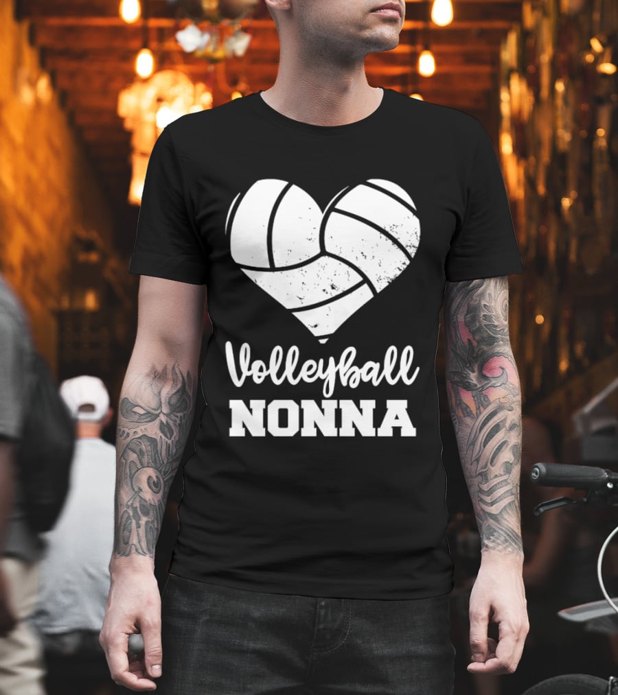 Volleyball Nonna Distressed Heart T-Shirt