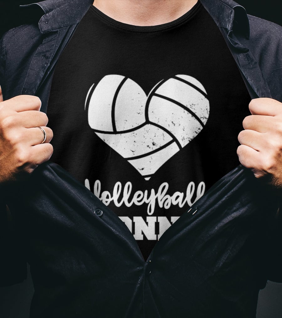 Volleyball Nonna Distressed Heart T-Shirt