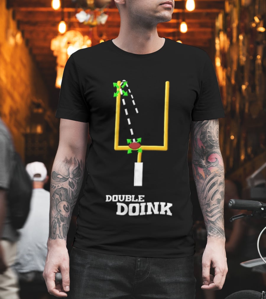 Double Doink Yellow Goalpost Football Collision Trajectory T-Shirt