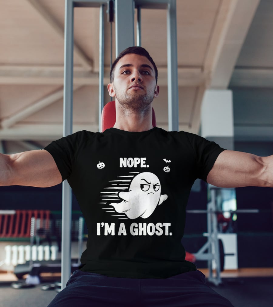 Nope I'm A Ghost Halloween Spooky With Pumpkins And Bats T-Shirt