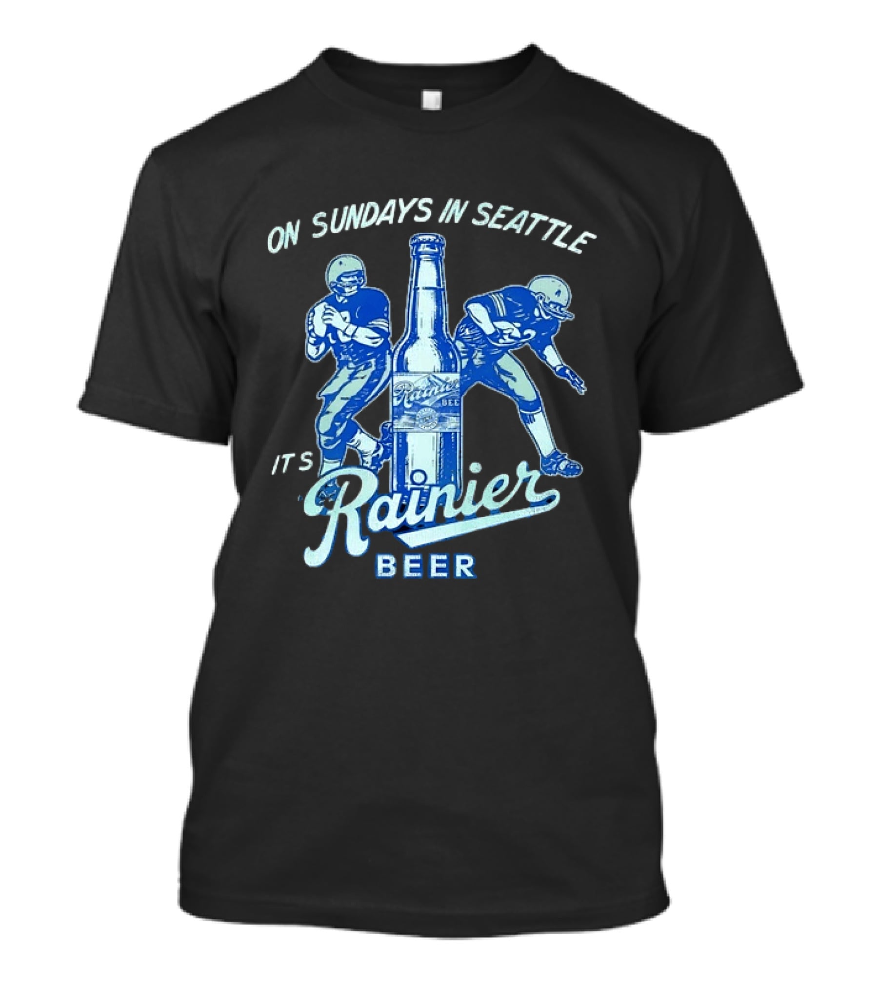 On Sundays In Seattle It's Rainier Beer Football Players And Bottle T-Shirt