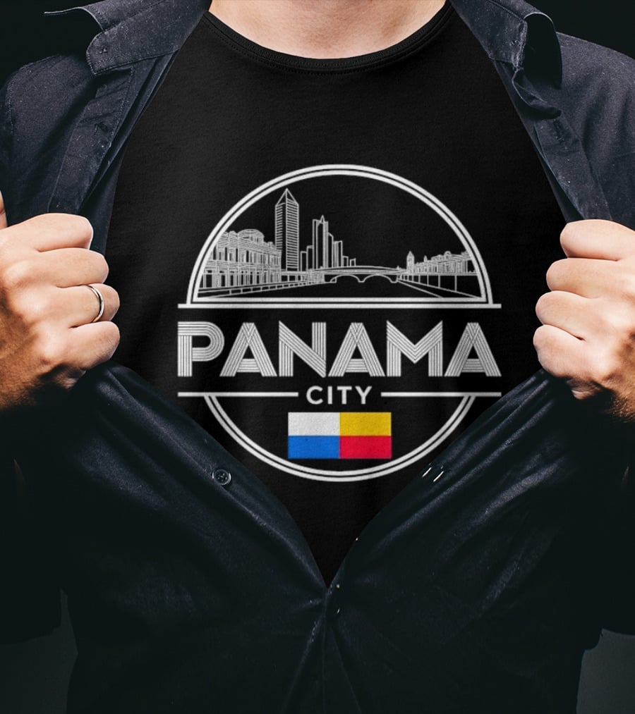 Panama City Skyline With Flag Colors Souvenir Travel Assistant To=python Code T-Shirt
