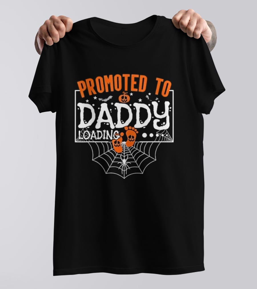 Promoted To Daddy Loading Halloween Pumpkin Baby Announcement T-Shirt