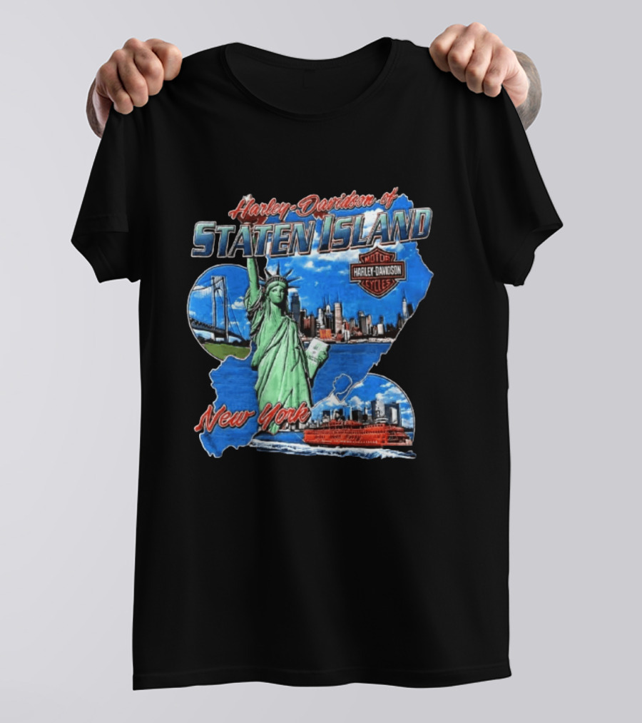 Harley Davidson Of Staten Island Liberty NYC Skyline New York T-Shirt