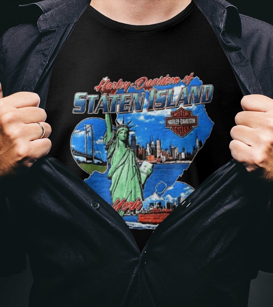 Harley Davidson Of Staten Island Liberty NYC Skyline New York T-Shirt