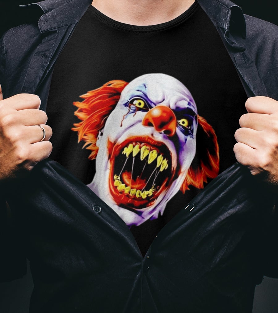 Scary Pennywise The Clown IT Horror Teeth And Fiery Hair T-Shirt
