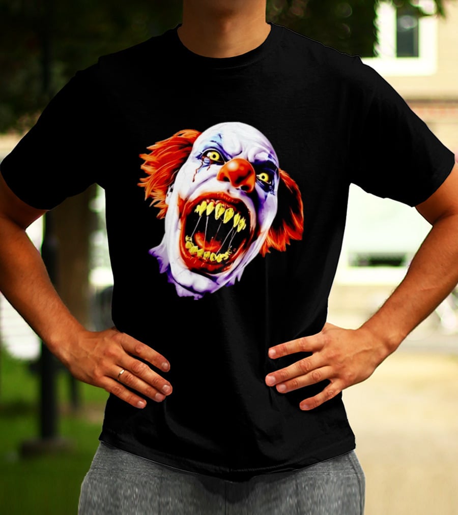 Scary Pennywise The Clown IT Horror Teeth And Fiery Hair T-Shirt