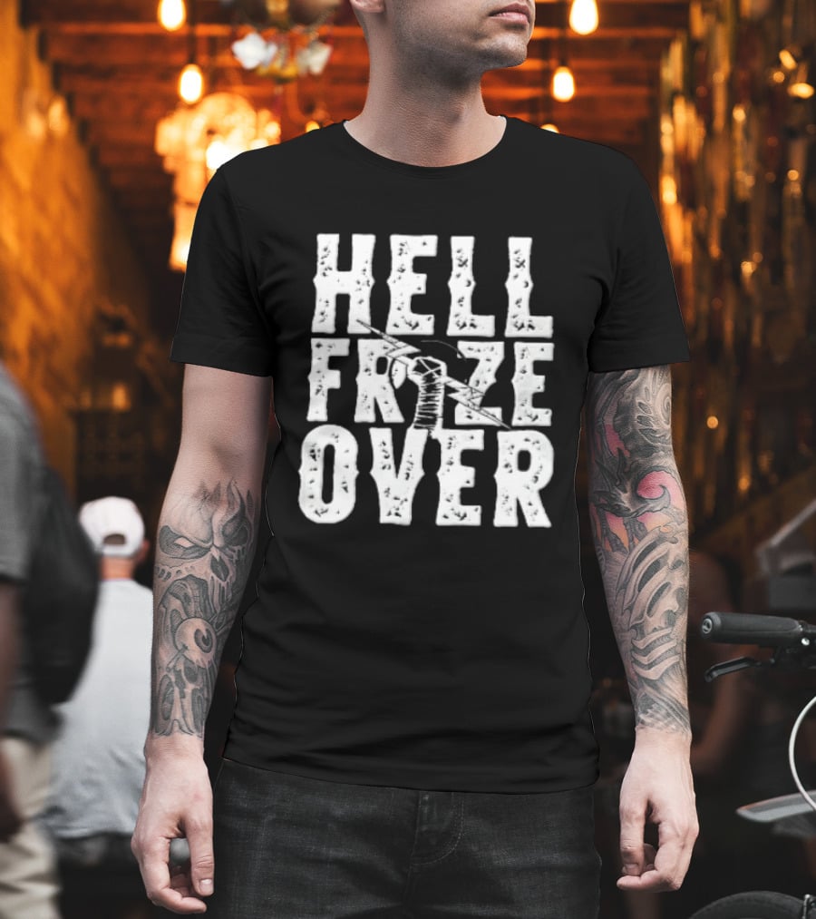 Hell Froze Over Taped Fist Lightning Bolt Distressed T-Shirt