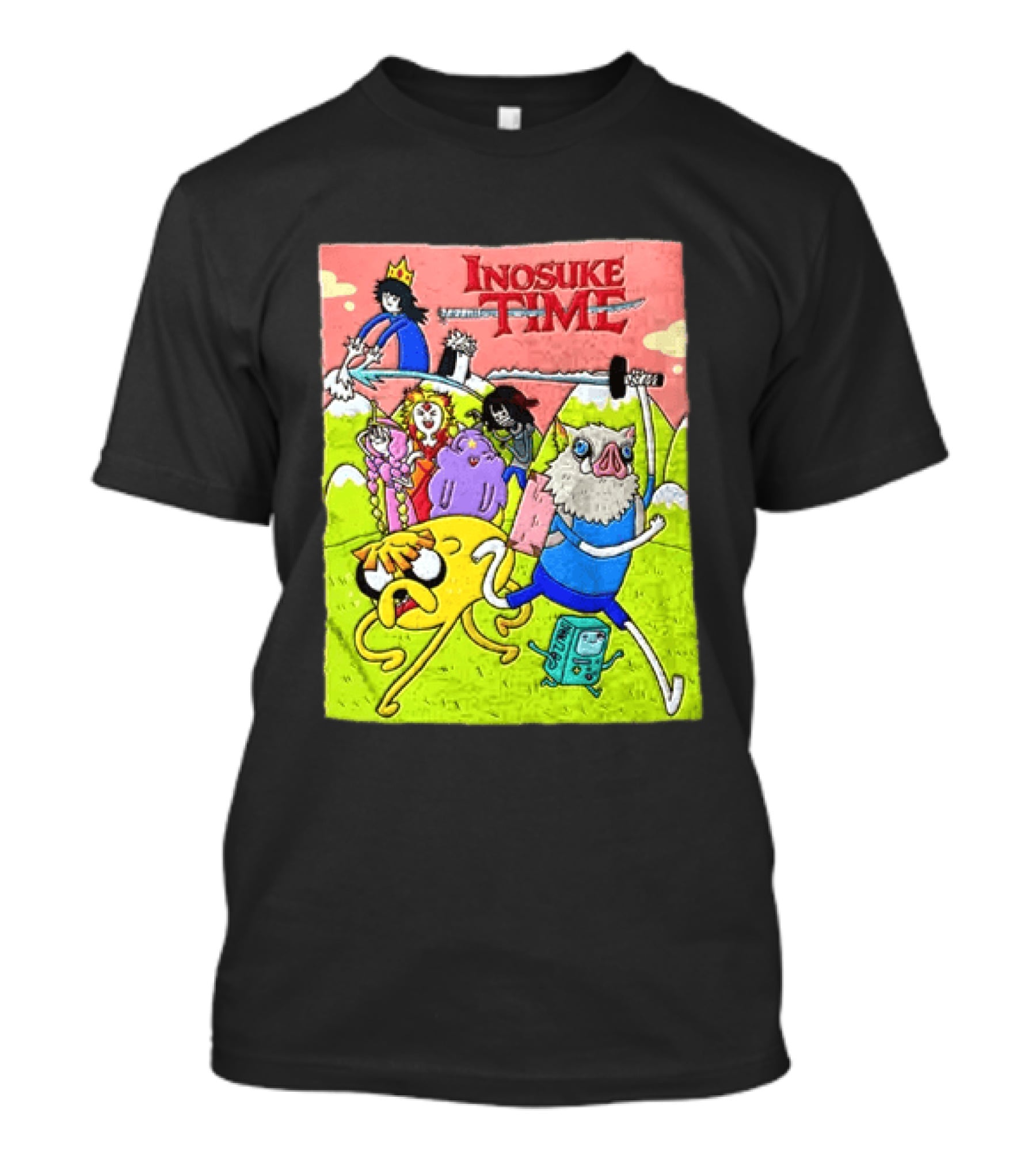 Inosuke Time Adventure With Demon Slayer Crossover Characters T-Shirt
