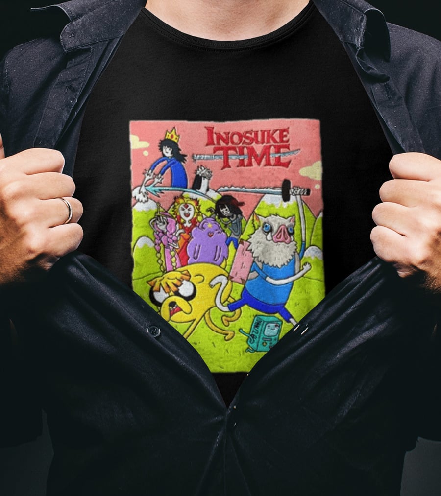 Inosuke Time Adventure With Demon Slayer Crossover Characters T-Shirt