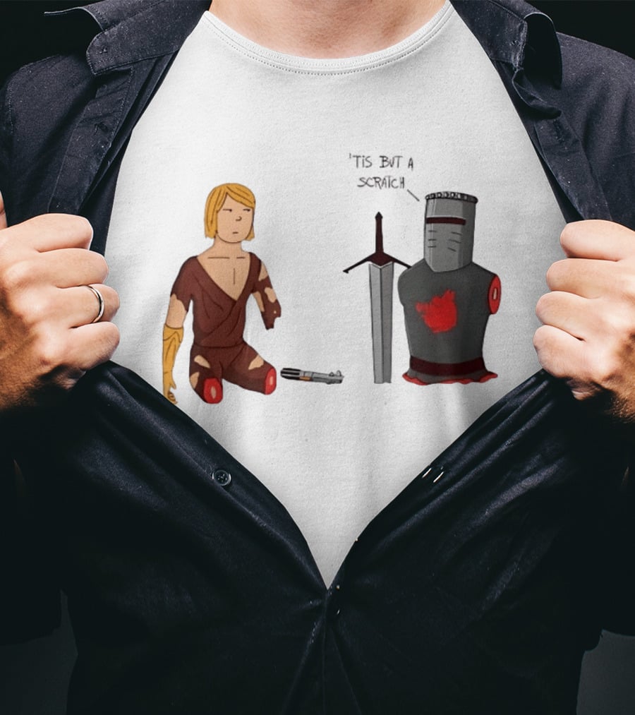 Anakin Skywalker And The Black Knight 'Tis But A Scratch Crossover Humor T-Shirt