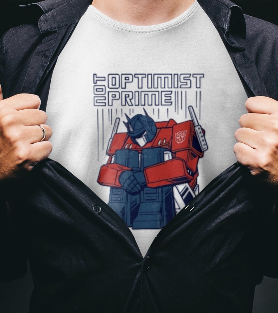 Optimist Prime Depressed Sad Robot Autobots Sitting T-Shirt