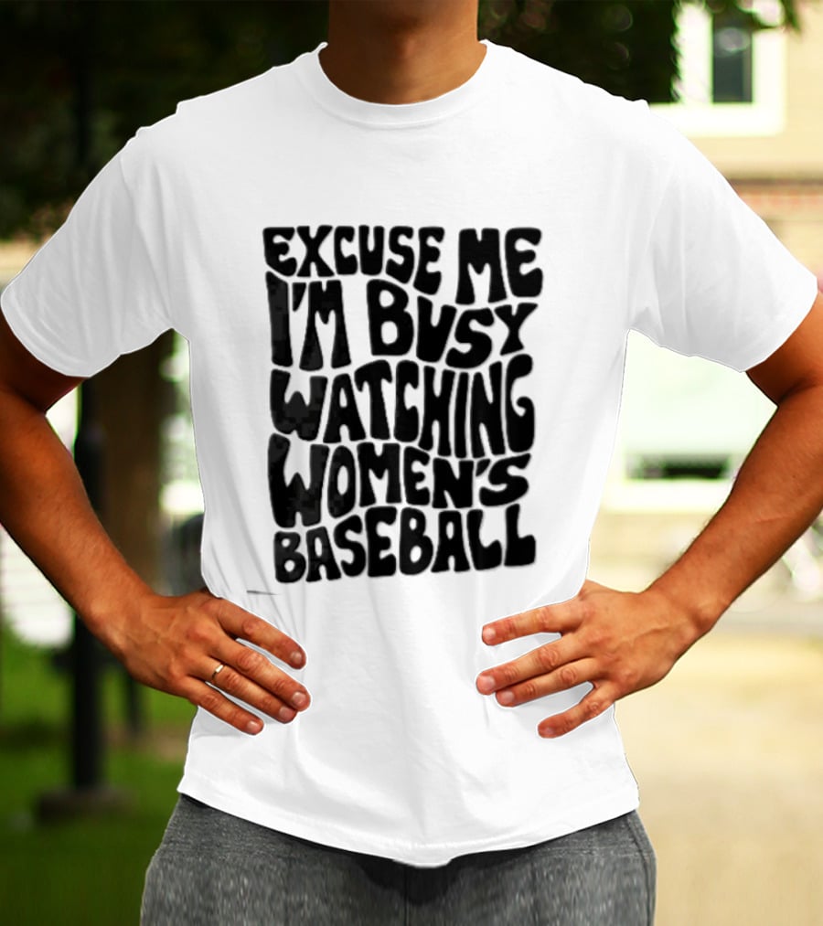 Excuse Me I'm Busy Ing Women's Baseball Doodlebymeg Groovy Wavy T-Shirt