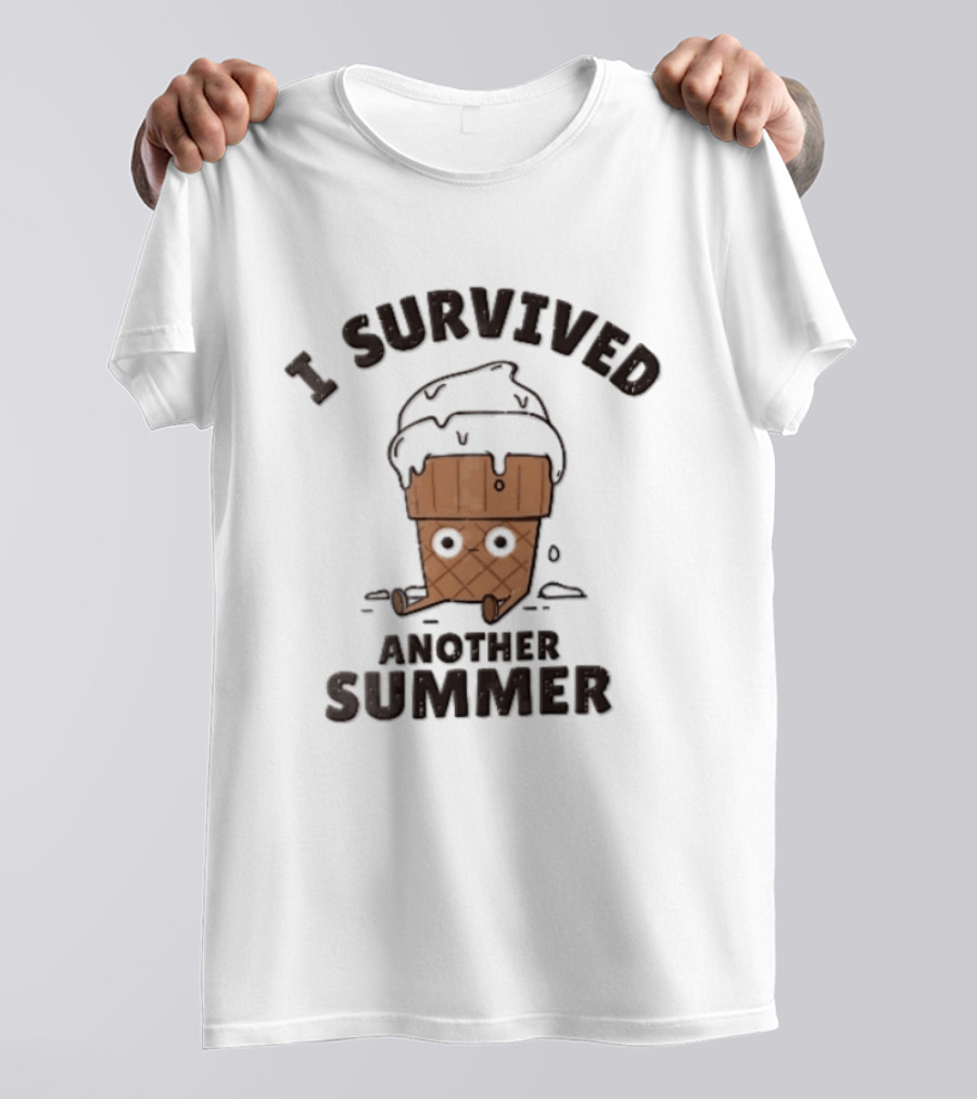 I Survived Another Summer Melting Ice Cream Cone Sitting T-Shirt