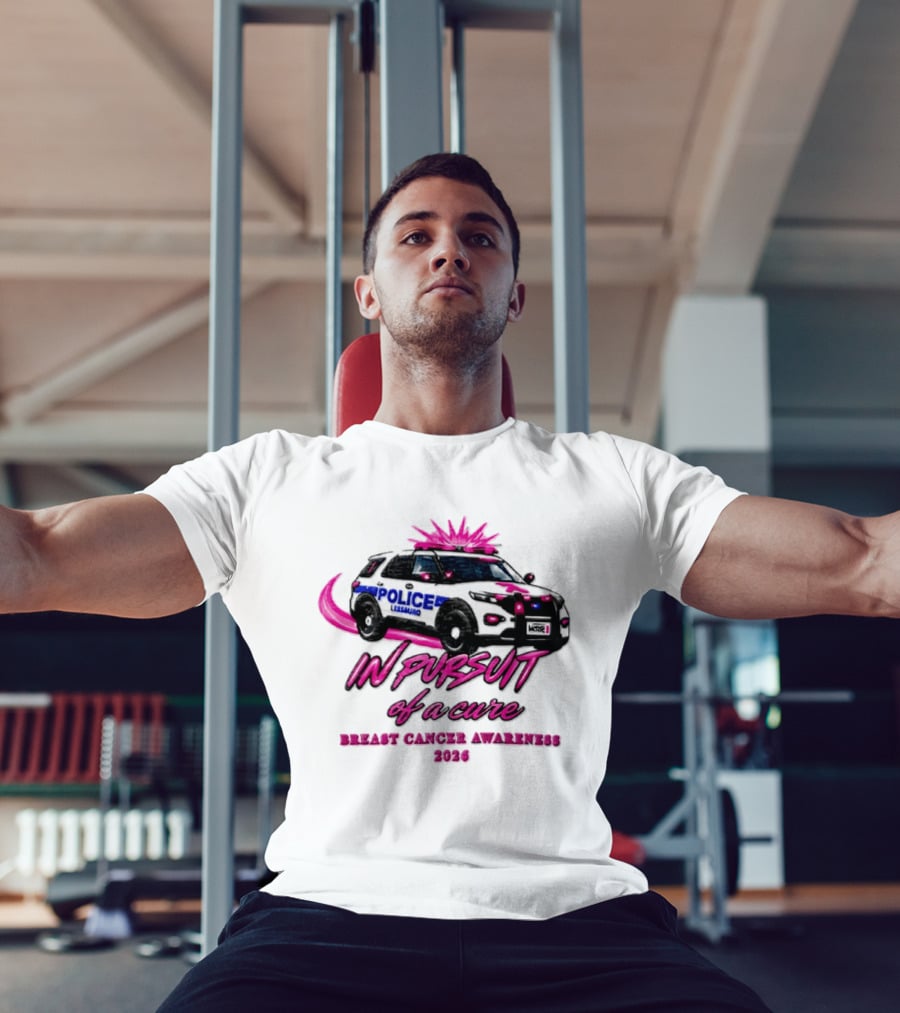 In Pursuit Of A Cure Police Car Breast Cancer Awareness 2026 T-Shirt