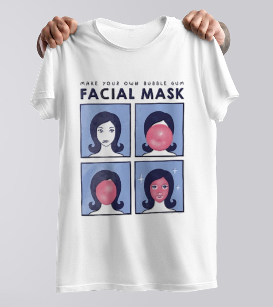 Make Your Own Bubble Gum Facial Mask Comic Woman Four Panel Pink Pop T-Shirt