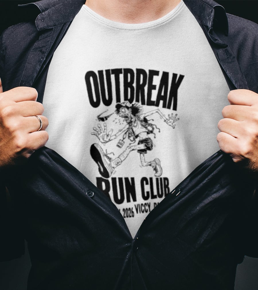 Outbreak Fest Run Club London 2026 Viccy Park Running Zombie T-Shirt
