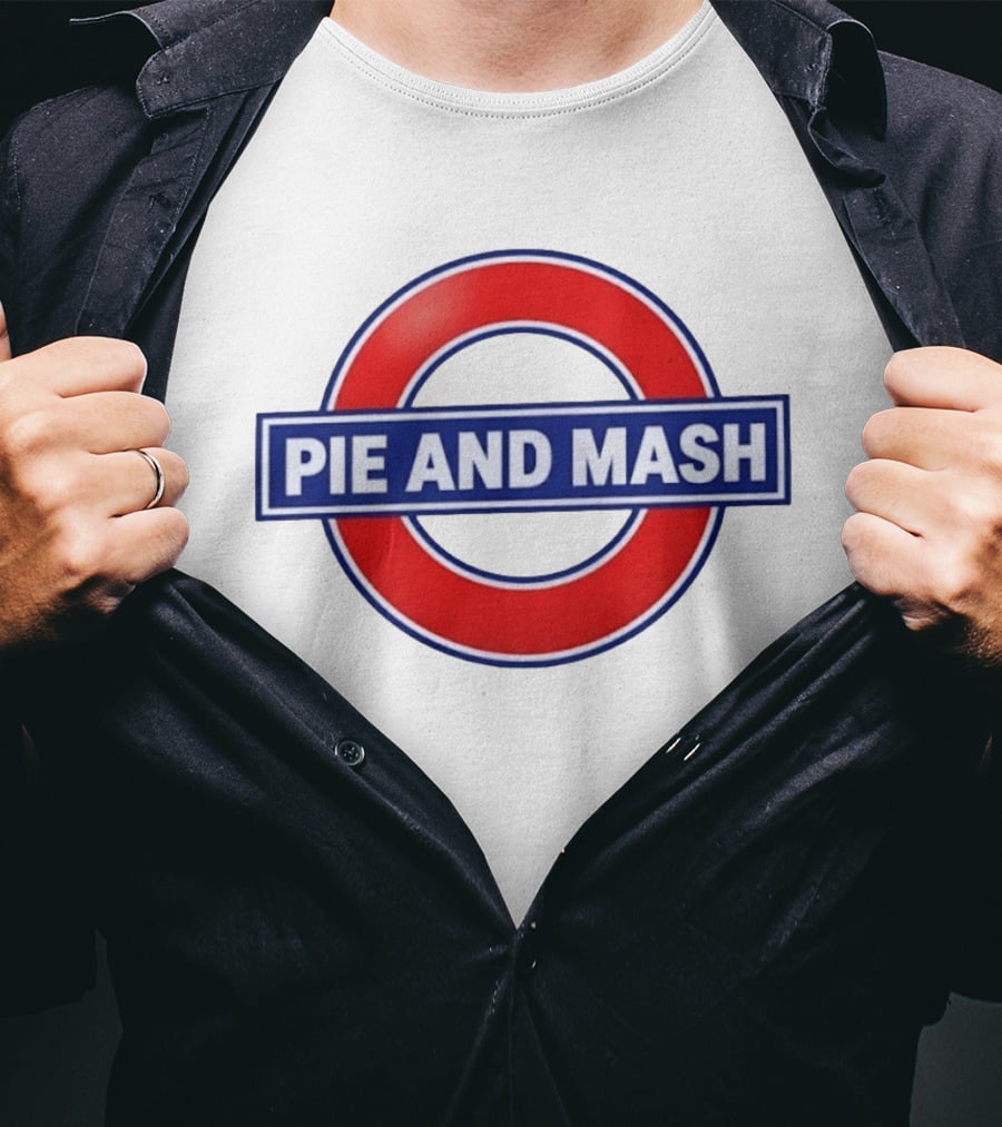 Pie And Mash London Underground Sign Circular Red Blue T-Shirt