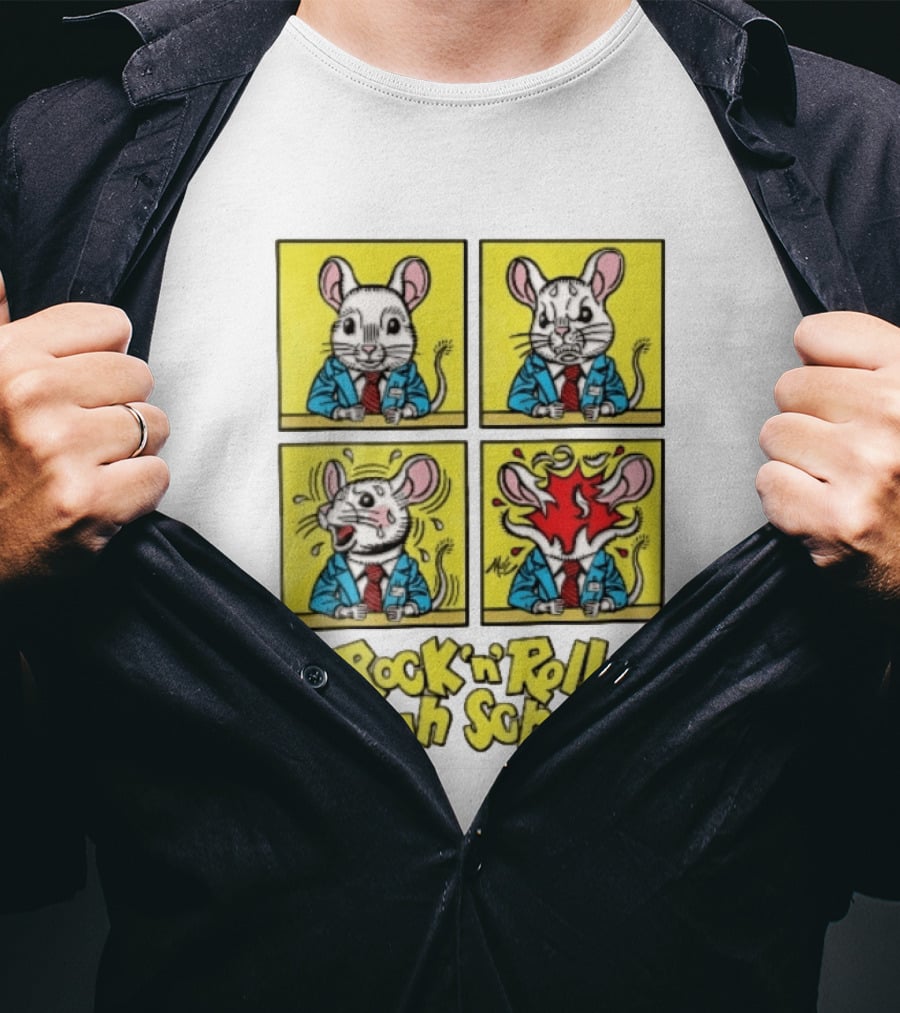 Rock N Roll High School Comic Mouse Head Explosion Cartoon Panels T-Shirt