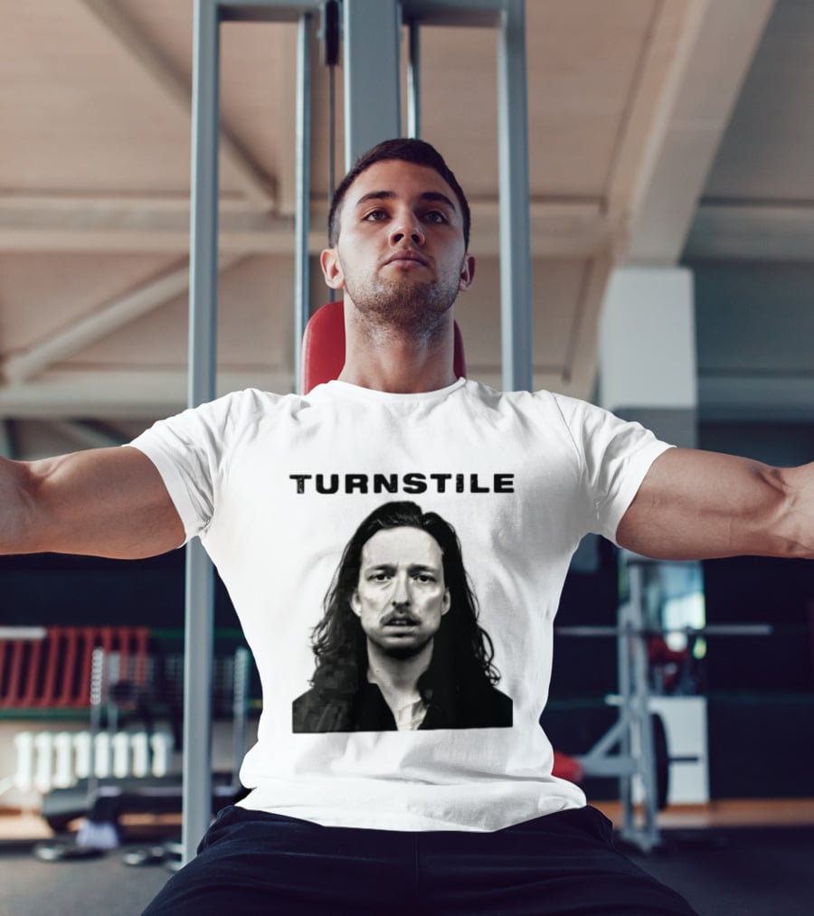 Turnstile Distressed Font Black And White T-Shirt