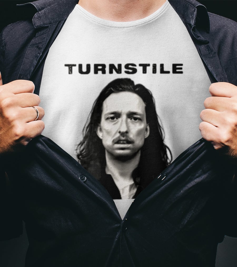 Turnstile Distressed Font Black And White T-Shirt