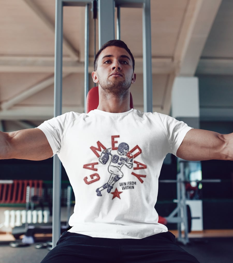 Win From Within Distressed Football Player Red Star T-Shirt