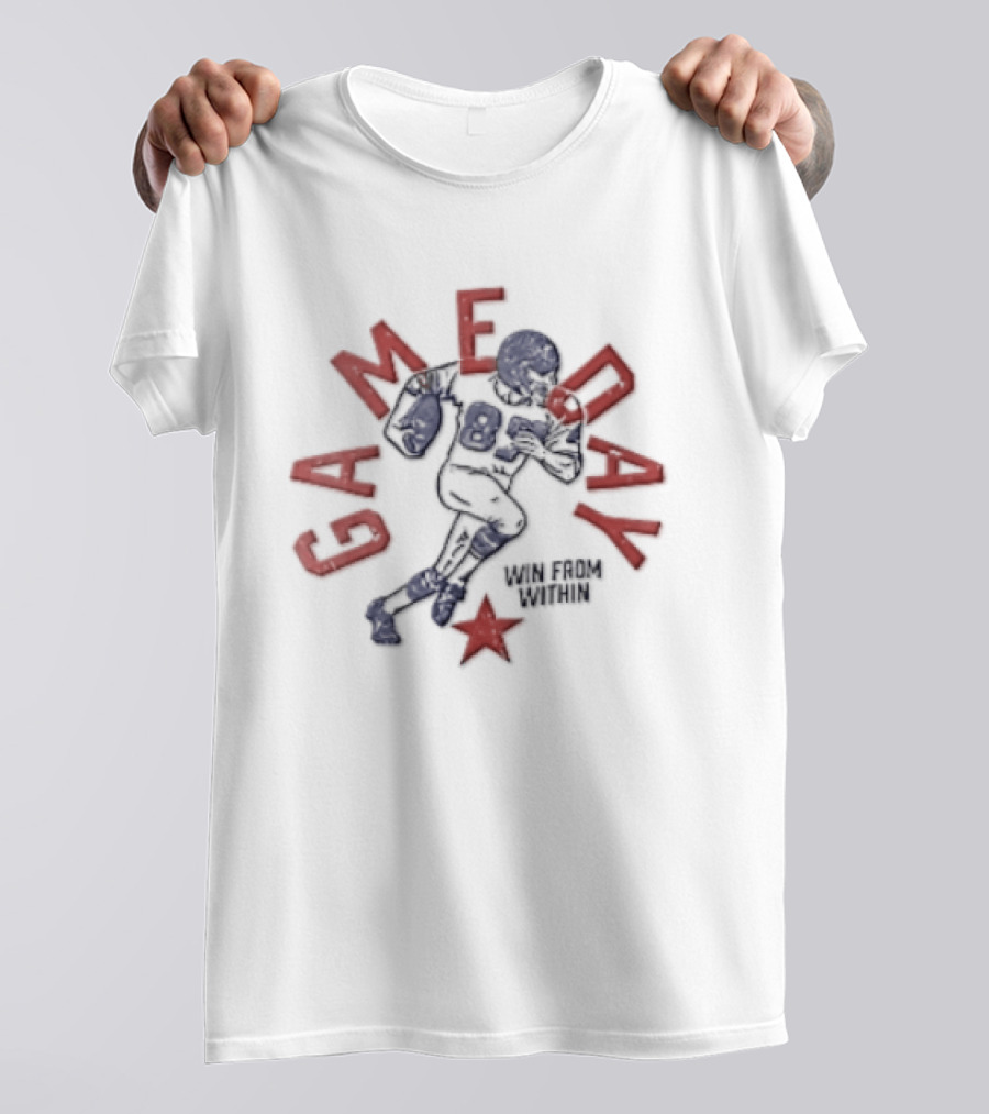 Win From Within Distressed Football Player Red Star T-Shirt