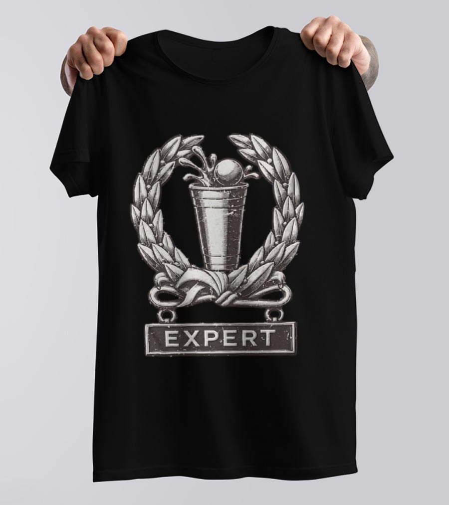 Beer Pong Expert Laurel Wreath Trophy Winner Cup Competition T-Shirt