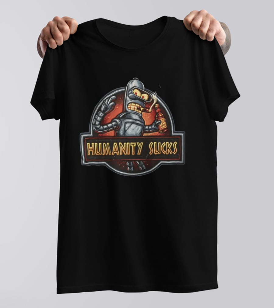 Bender Humanity Sucks Futurama Robot Beer T-Shirt