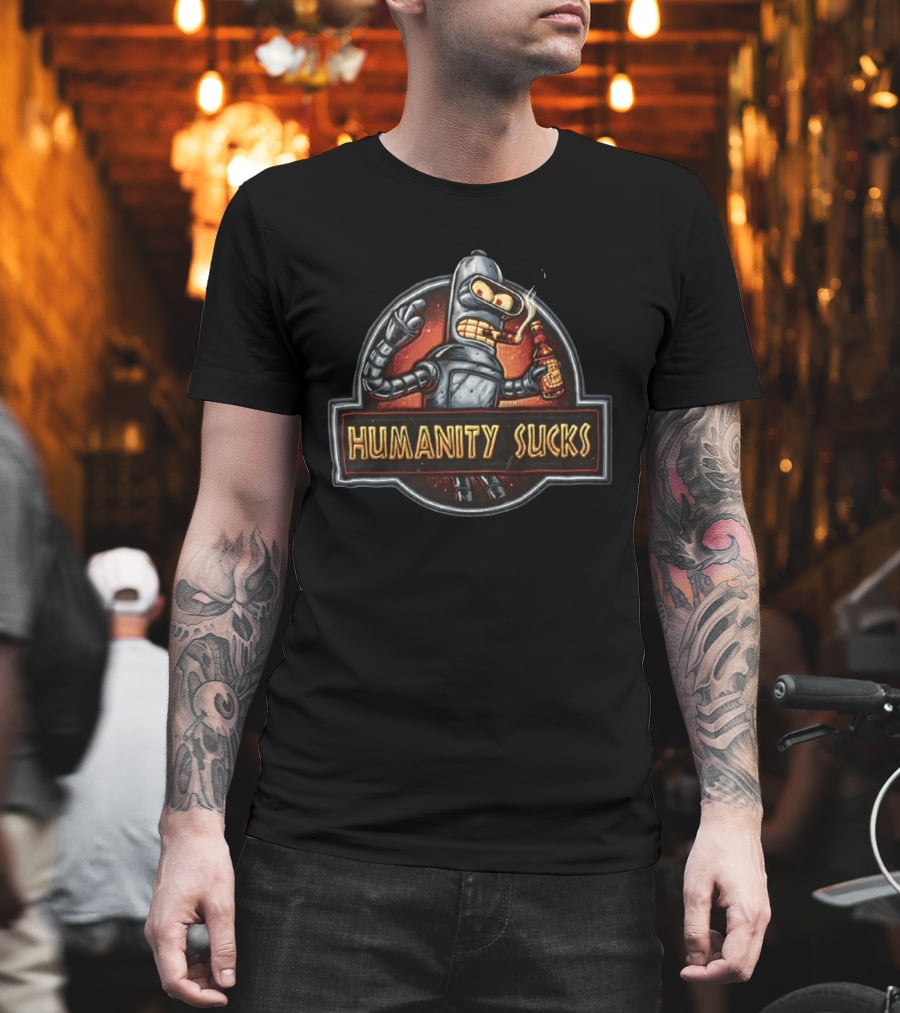 Bender Humanity Sucks Futurama Robot Beer T-Shirt