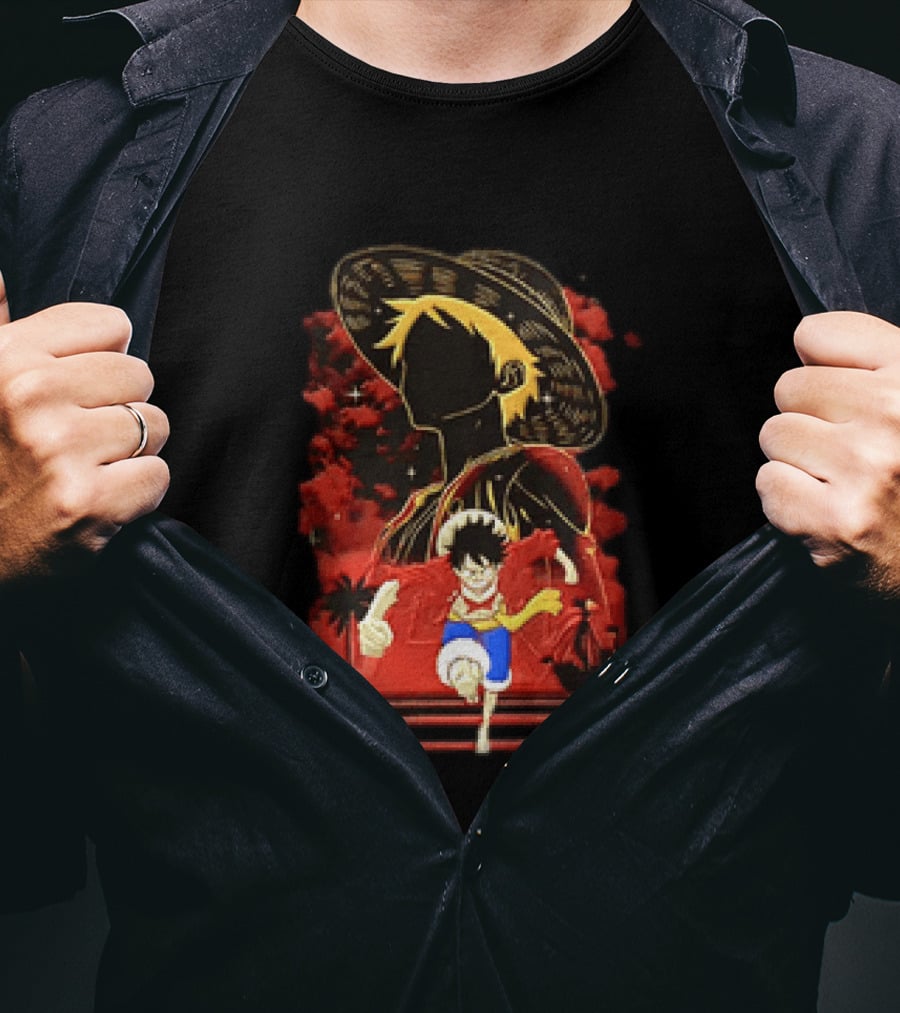 Monkey D Luffy Adventure Icon One Piece Anime Running Figure T-Shirt