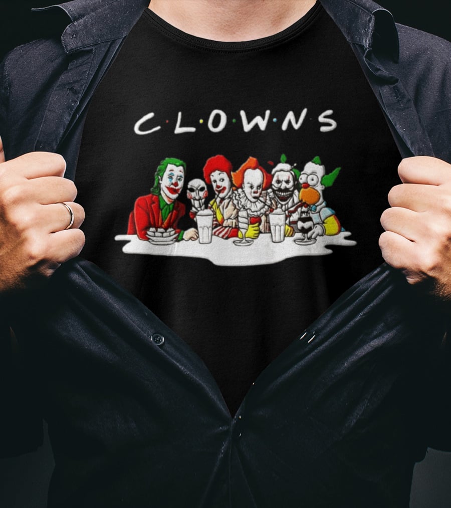 Clowns Joker Billy Ronald McDonald Pennywise Parody Milkshake Scene T-Shirt