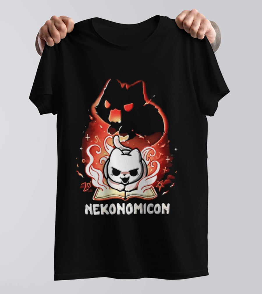Nekonomicon Cat Summoning Dark Spirit Horror Occult Magic Spell Book T-Shirt