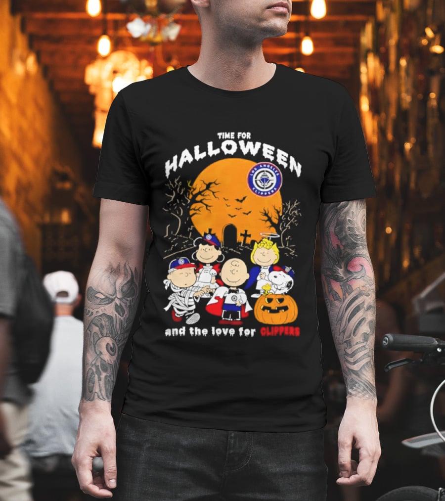 Peanuts Gang Time For Halloween Los Angeles Clippers Pumpkin Fun T-Shirt
