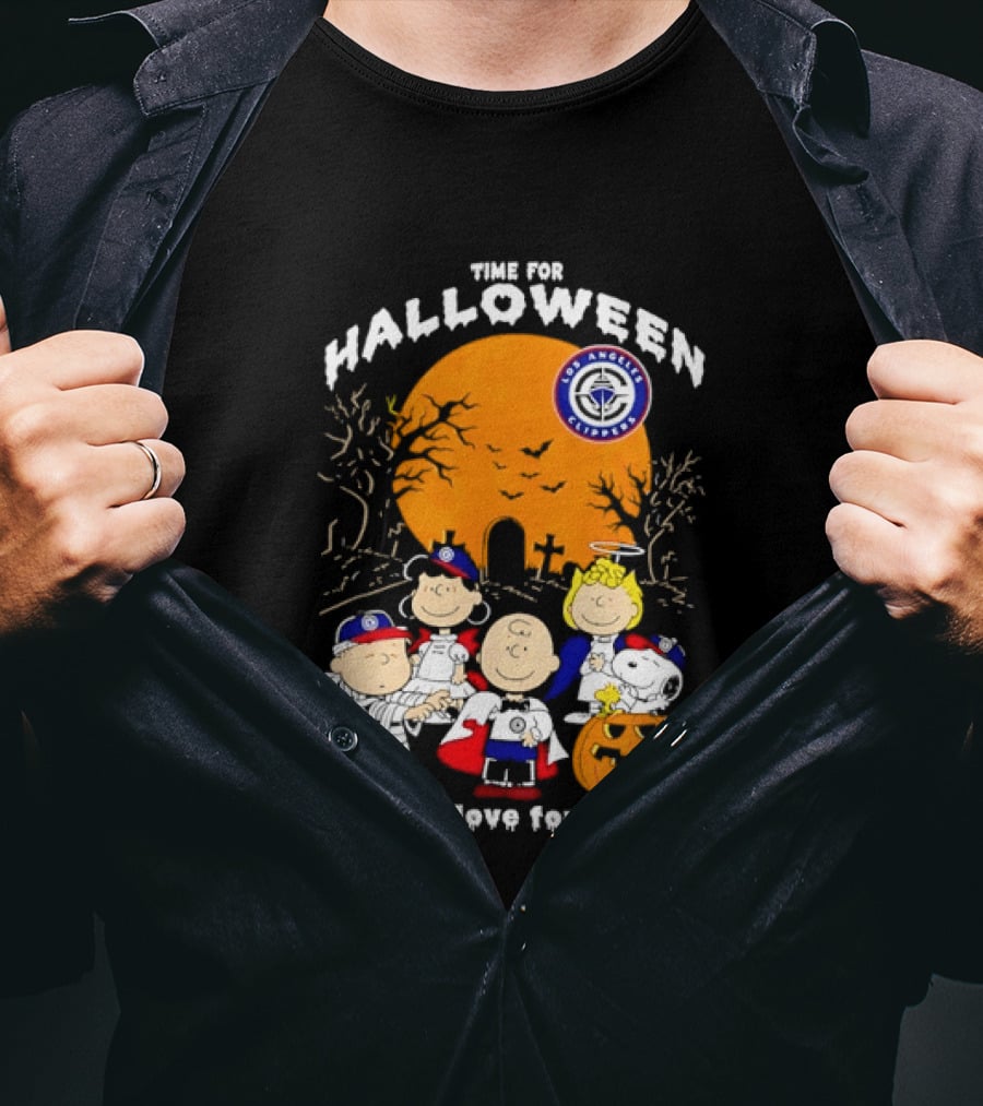 Peanuts Gang Time For Halloween Los Angeles Clippers Pumpkin Fun T-Shirt