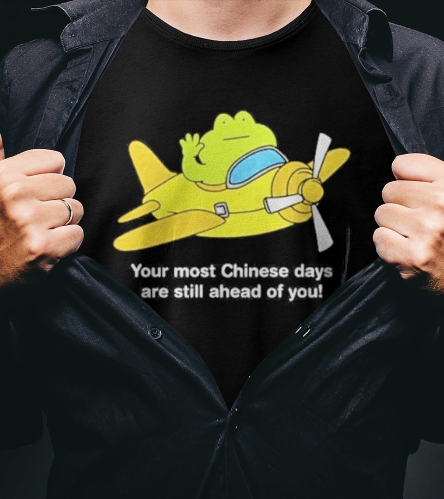 Frog Your Most Chinese Days Are Still Ahead Of You Airplane Scene T-Shirt