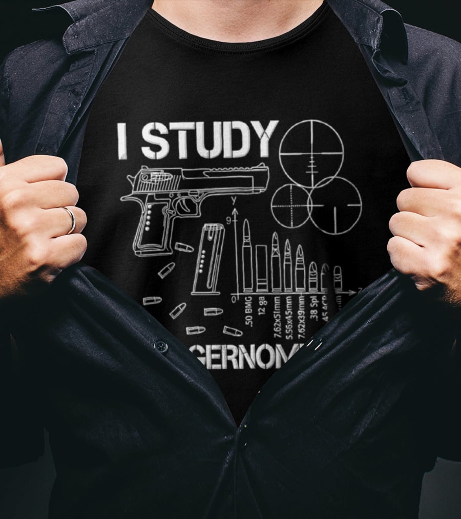 I Study Triggernometry 50 BMG Gun Bullets Targets T-Shirt
