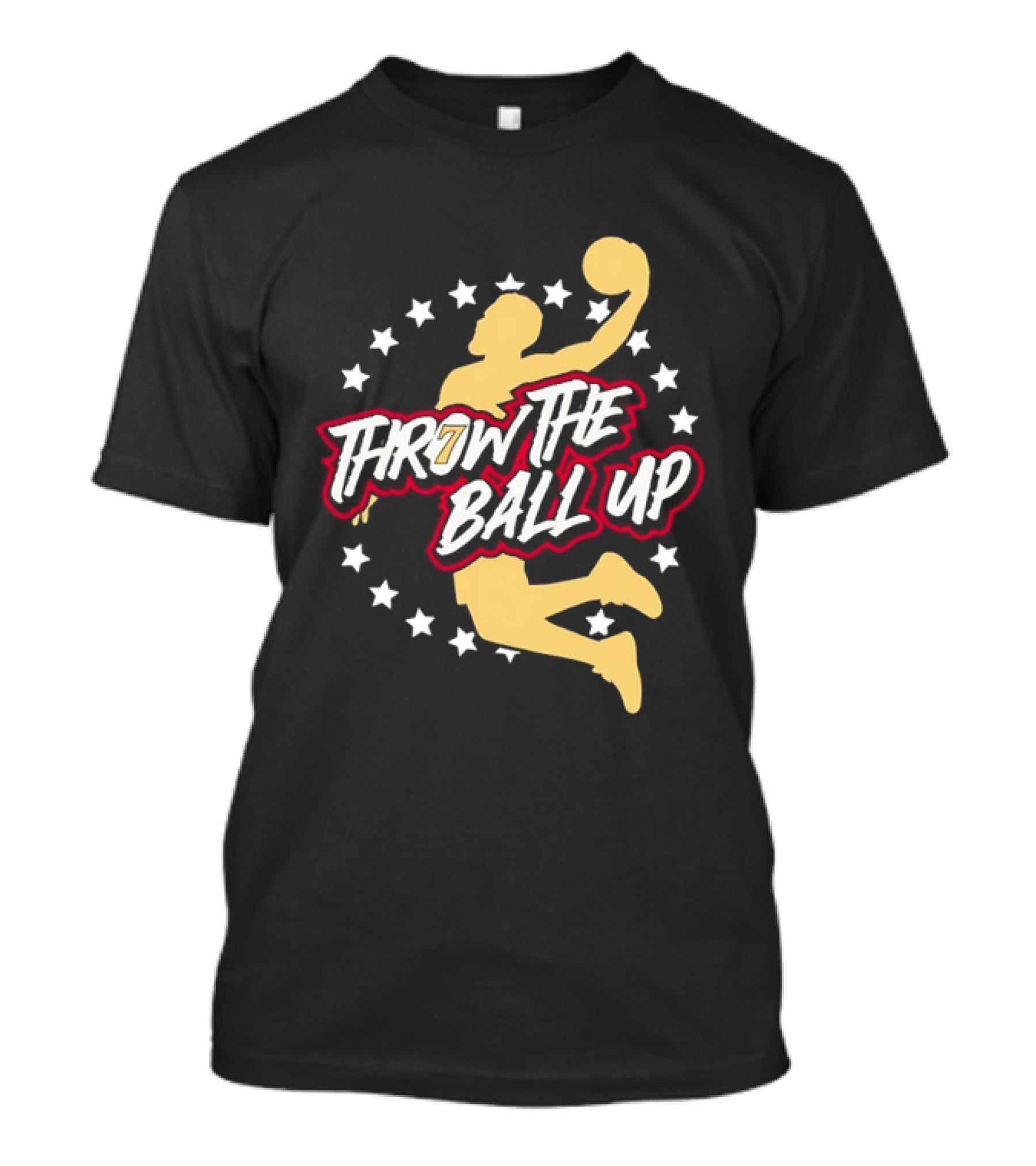 Throw The Ball Up Basketball Player Silhouette With Stars T-Shirt