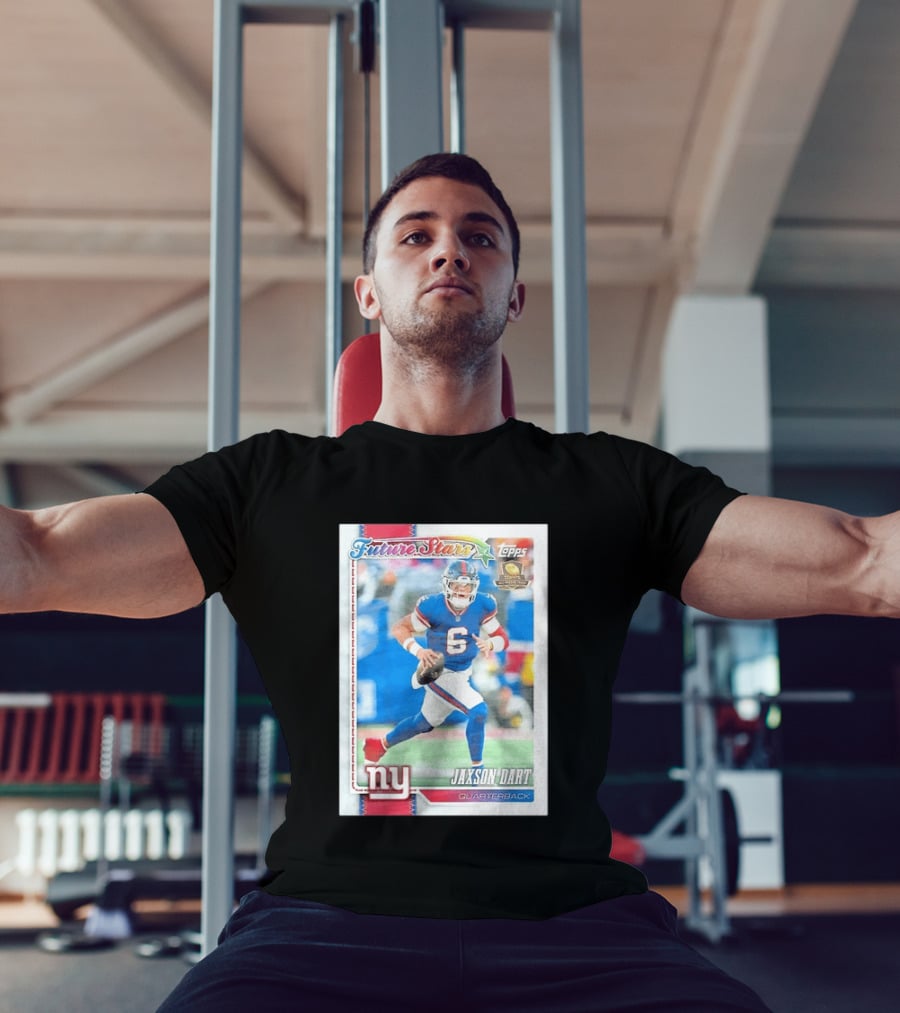 Future Stars Jaxson Dart New York Giants Quarterback Topps Card T-Shirt