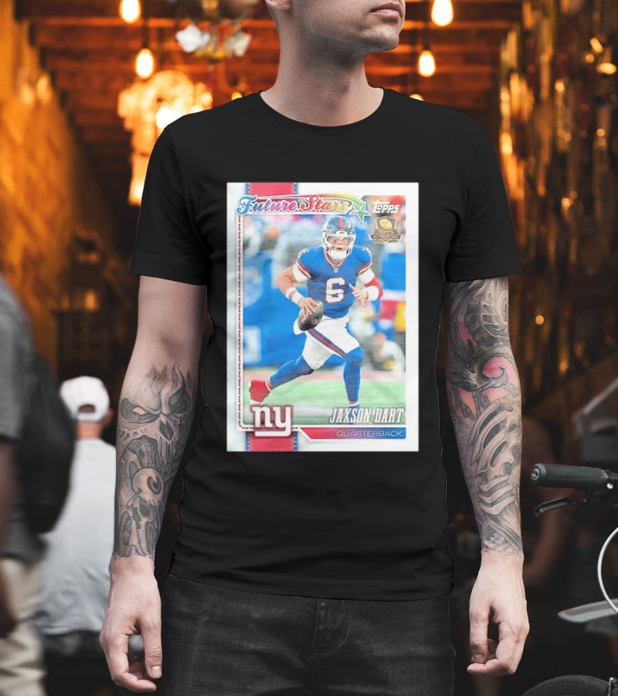 Future Stars Jaxson Dart New York Giants Quarterback Topps Card T-Shirt