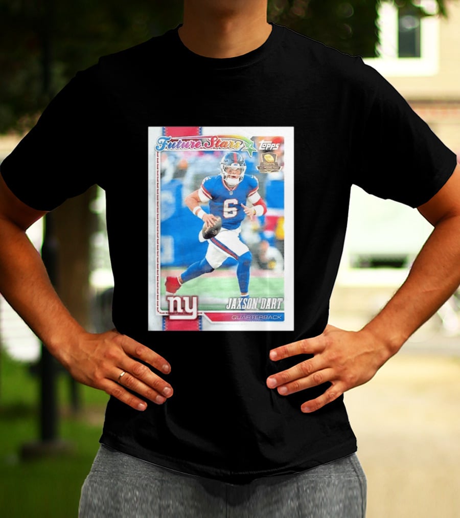 Future Stars Jaxson Dart New York Giants Quarterback Topps Card T-Shirt