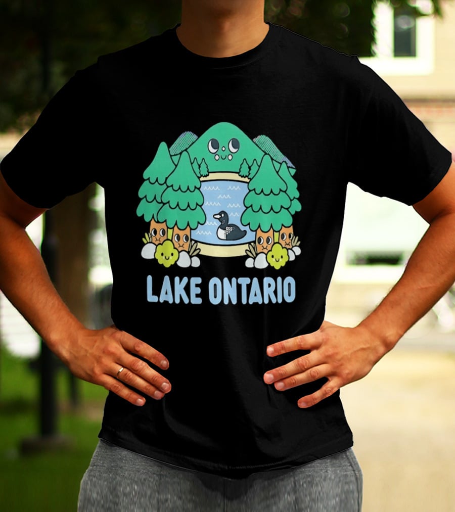 Lake Ontario Cute Forest Creature And Goose Scene T-Shirt