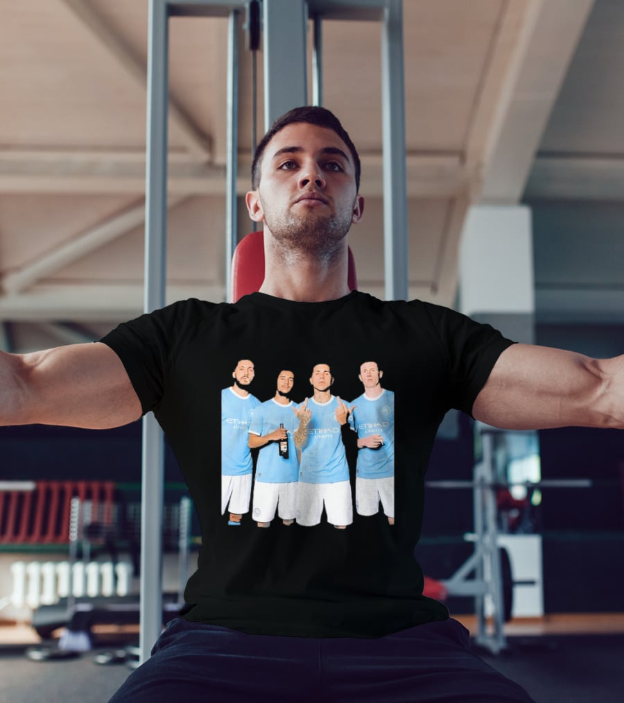 Manchester City Etihad Airways Kit Players Bottle Pose T-Shirt