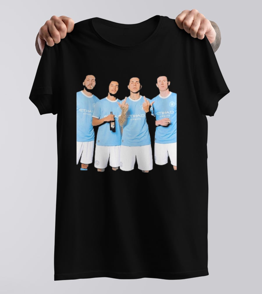 Manchester City Etihad Airways Kit Players Bottle Pose T-Shirt