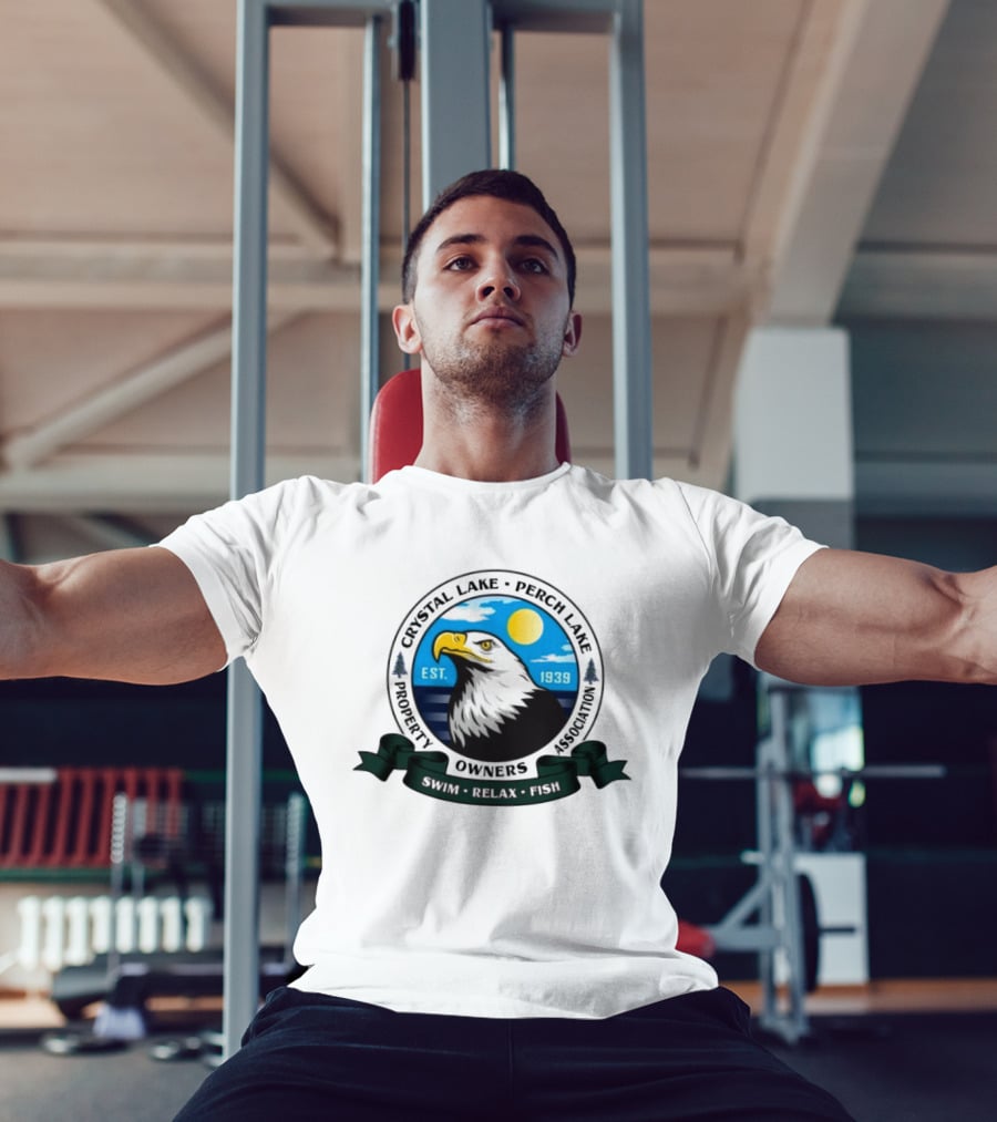 Crystal Lake Perch Lake Property Owners Association Eagle Emblem Est. 1939 Swim Relax Fish T-Shirt