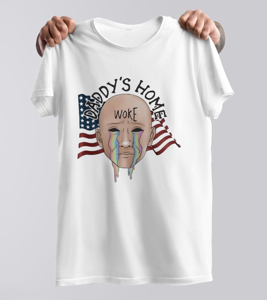 Daddy's Home Woke Crying Face With Flags T-Shirt