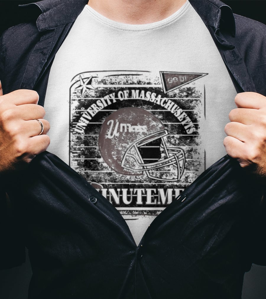 University Of Massachusetts Minutemen Distressed Football Helmet T-Shirt