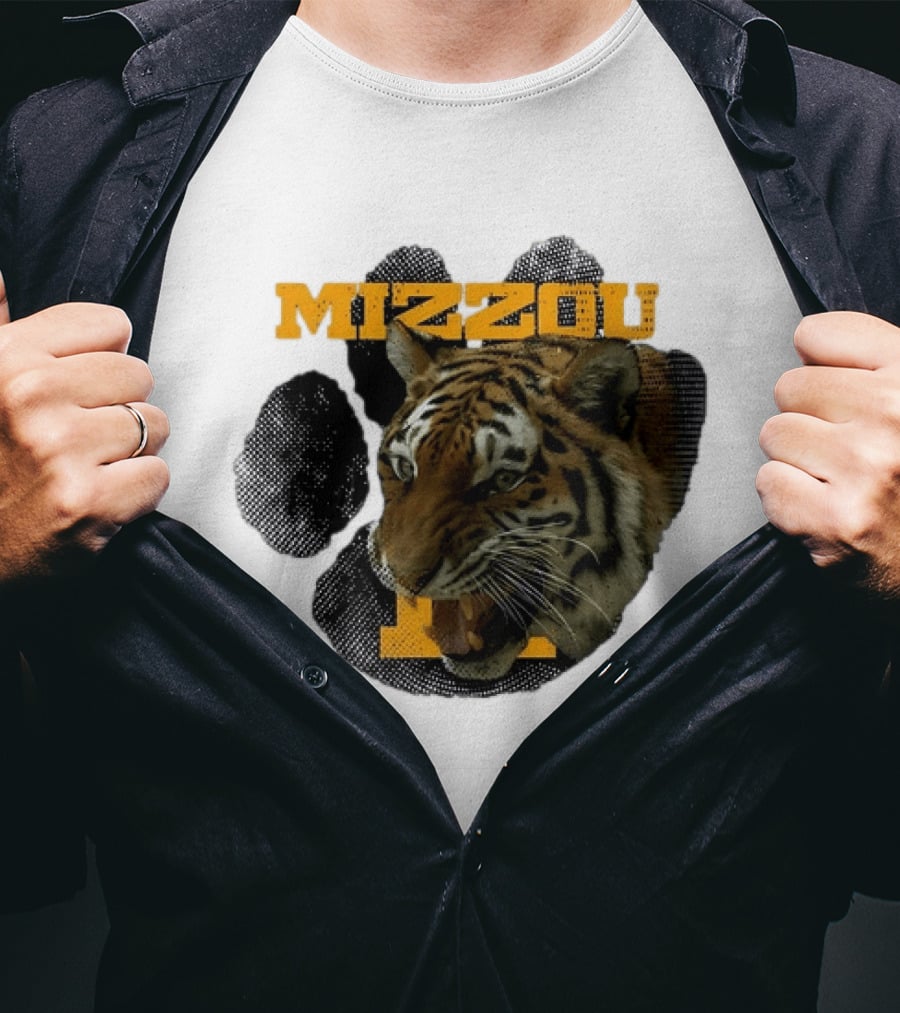 Mizzou Tigers Paw NCAA College Sports Tiger Head T-Shirt