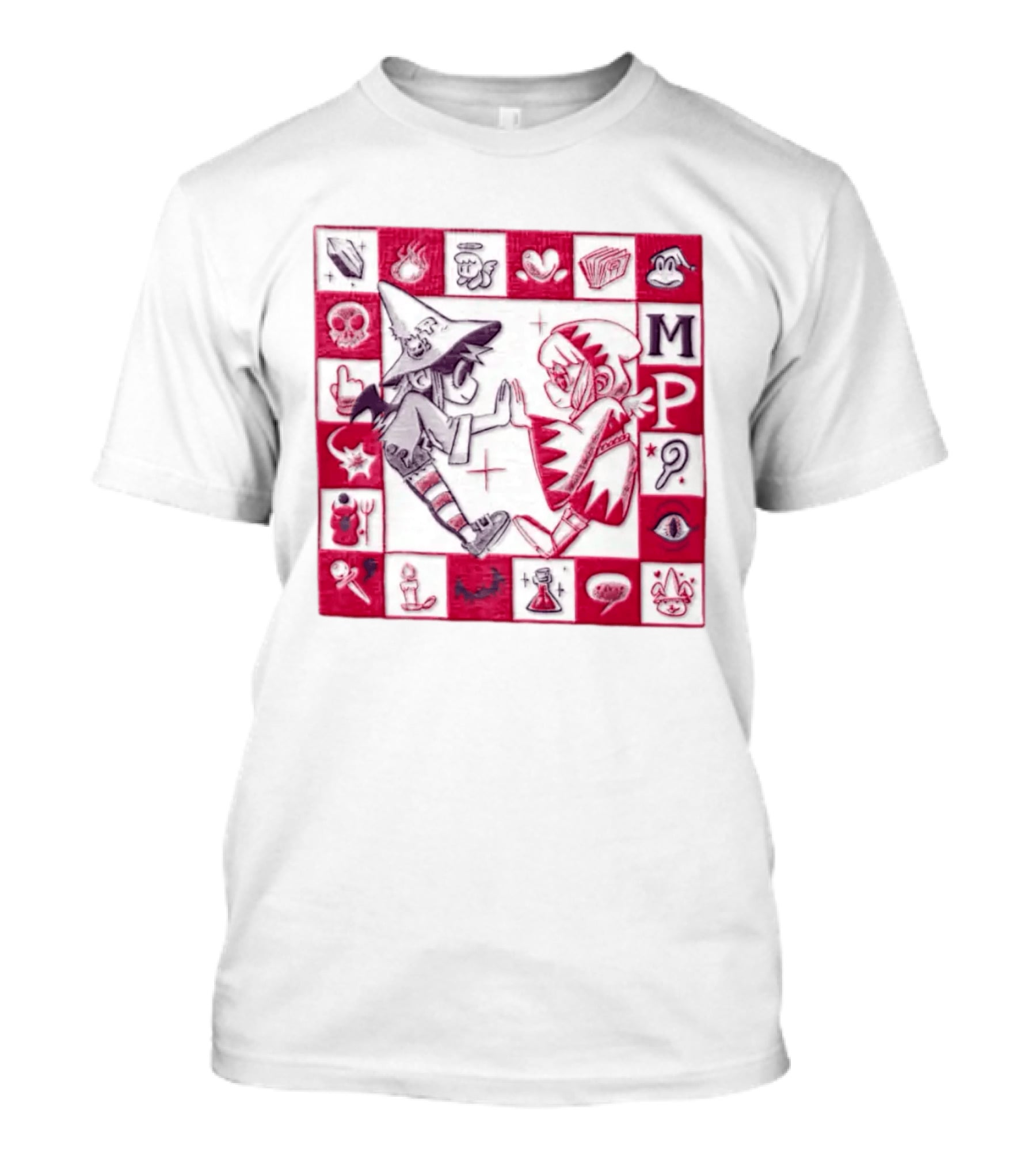 MP Witch And Angel Character Duo Board Game Square T-Shirt